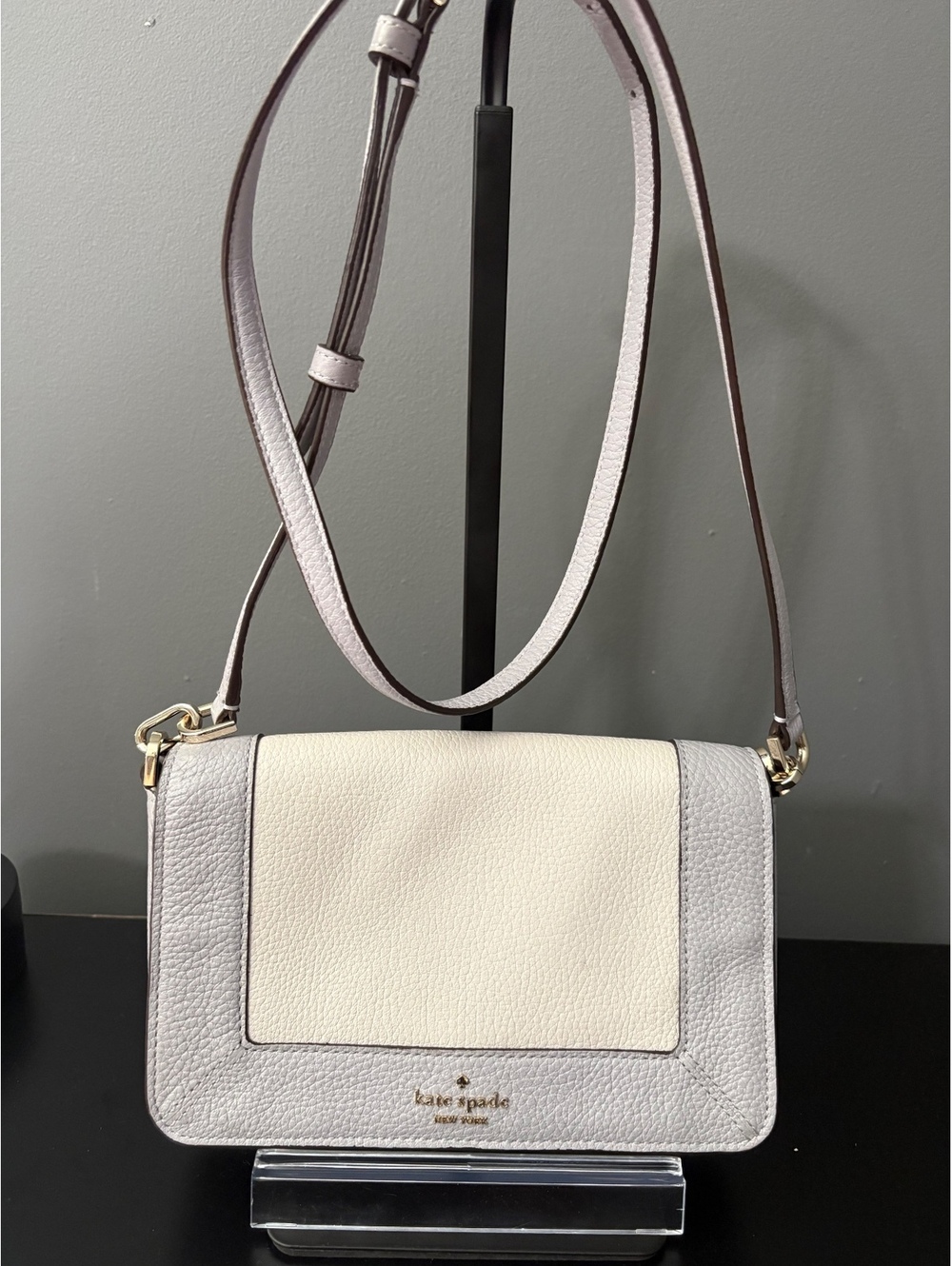 Kate Spade Lena Colorblock Mini Flap Crossbody Bag Mountain Grey Leather
